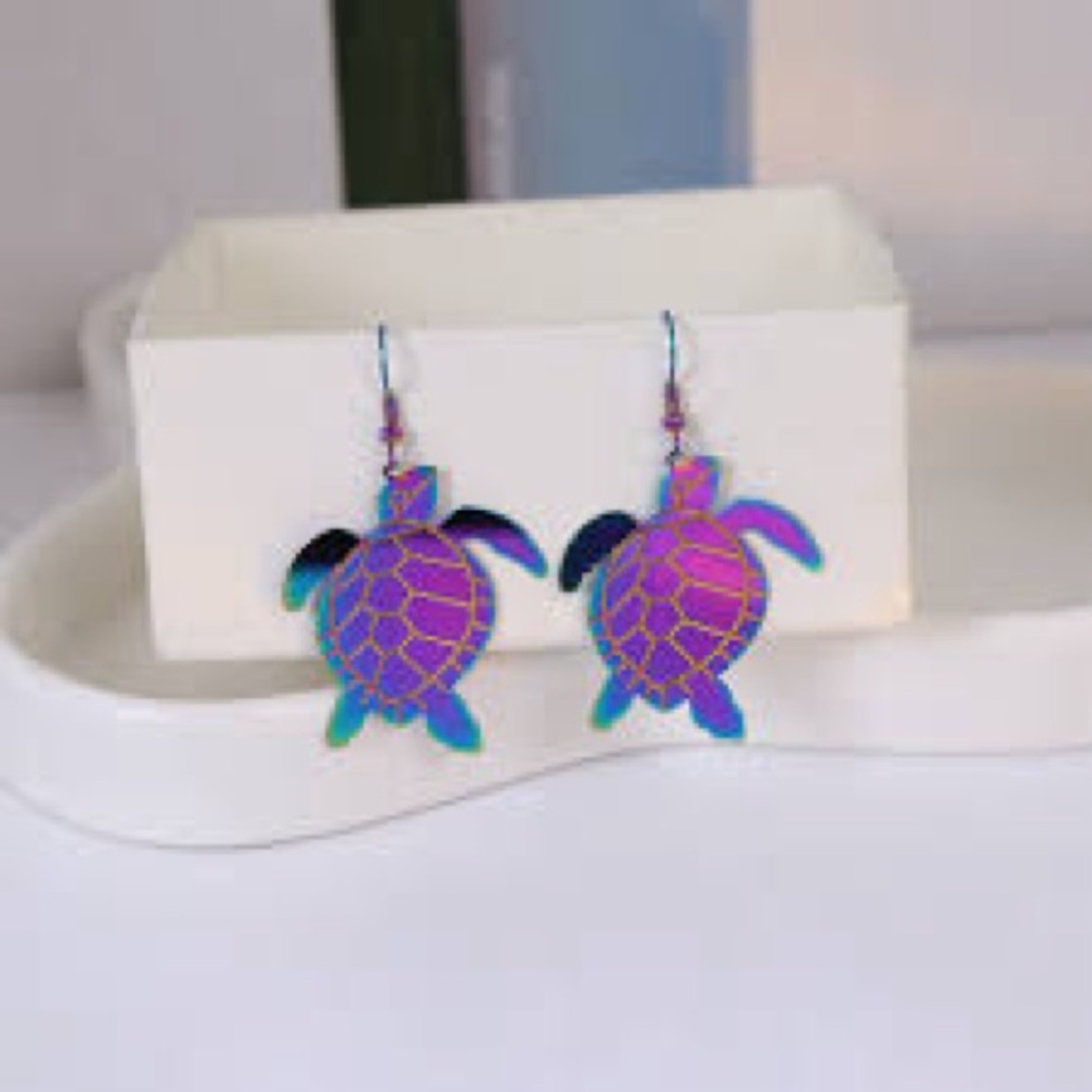 Stainless steel Colorful Turtle Earrings